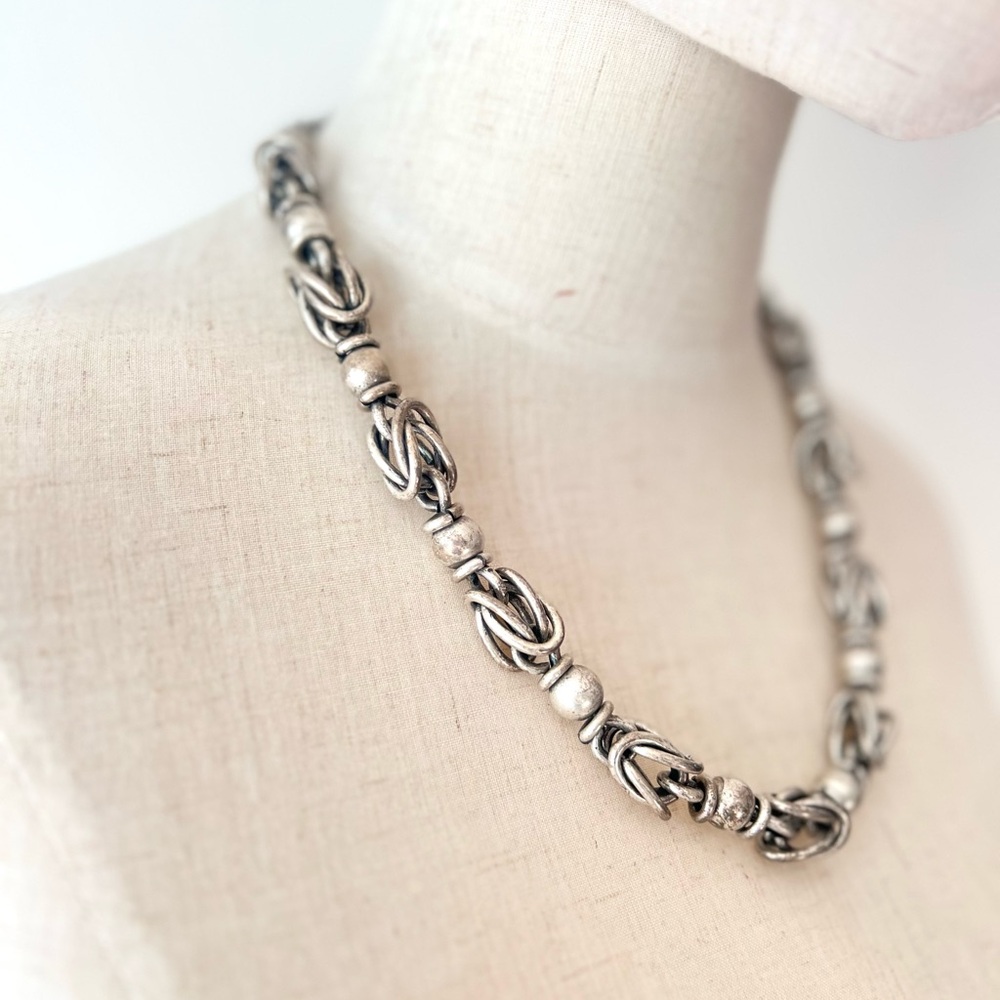 90’s 90s Vintage STREETWEAR Raver Grunge Barbed Wire Silver Choker Necklace - Picture 5 of 7
